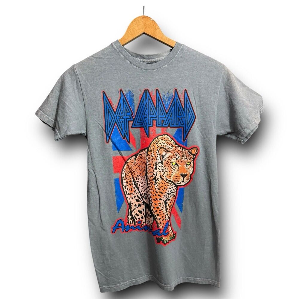 Def Leppard “Animal” Tour Tee Size S Gray Leopard Graphic Band T-Shirt